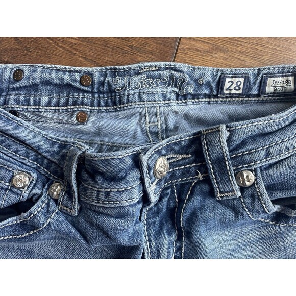 Miss Me Jeans Women’s 28 Bootcut JP5519B Embroidered Cross Bling Pocket JP5519B - Picture 2 of 13